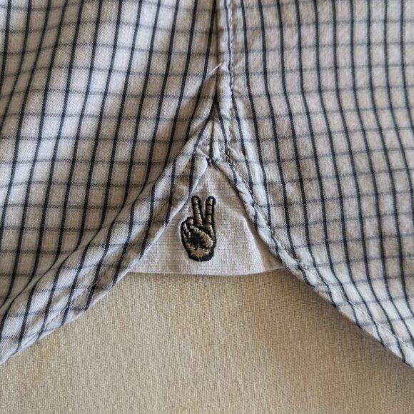John Varvatos Shirt Slim Fit White/Gray Gingham Button Up Long Sleeve 32/33 - Picture 3 of 5
